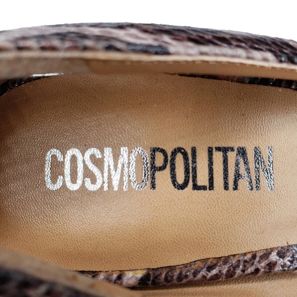 Cosmopolitan | Snake Print Vegan Leather Almond Toe Platform Heels Women's 8.5 - Picture 7 of 10